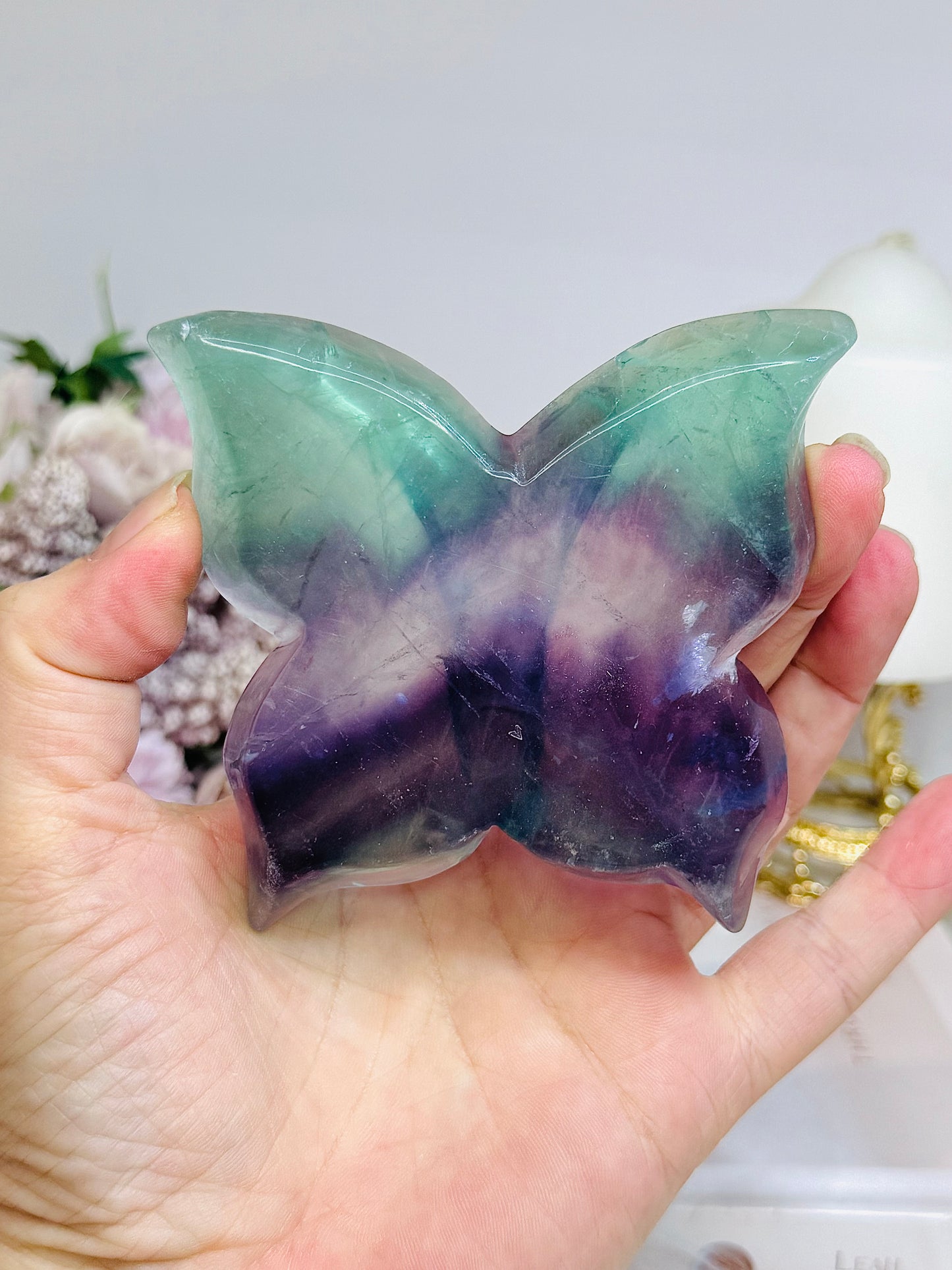 Rainbow Fluorite Butterfly Dish 9cm