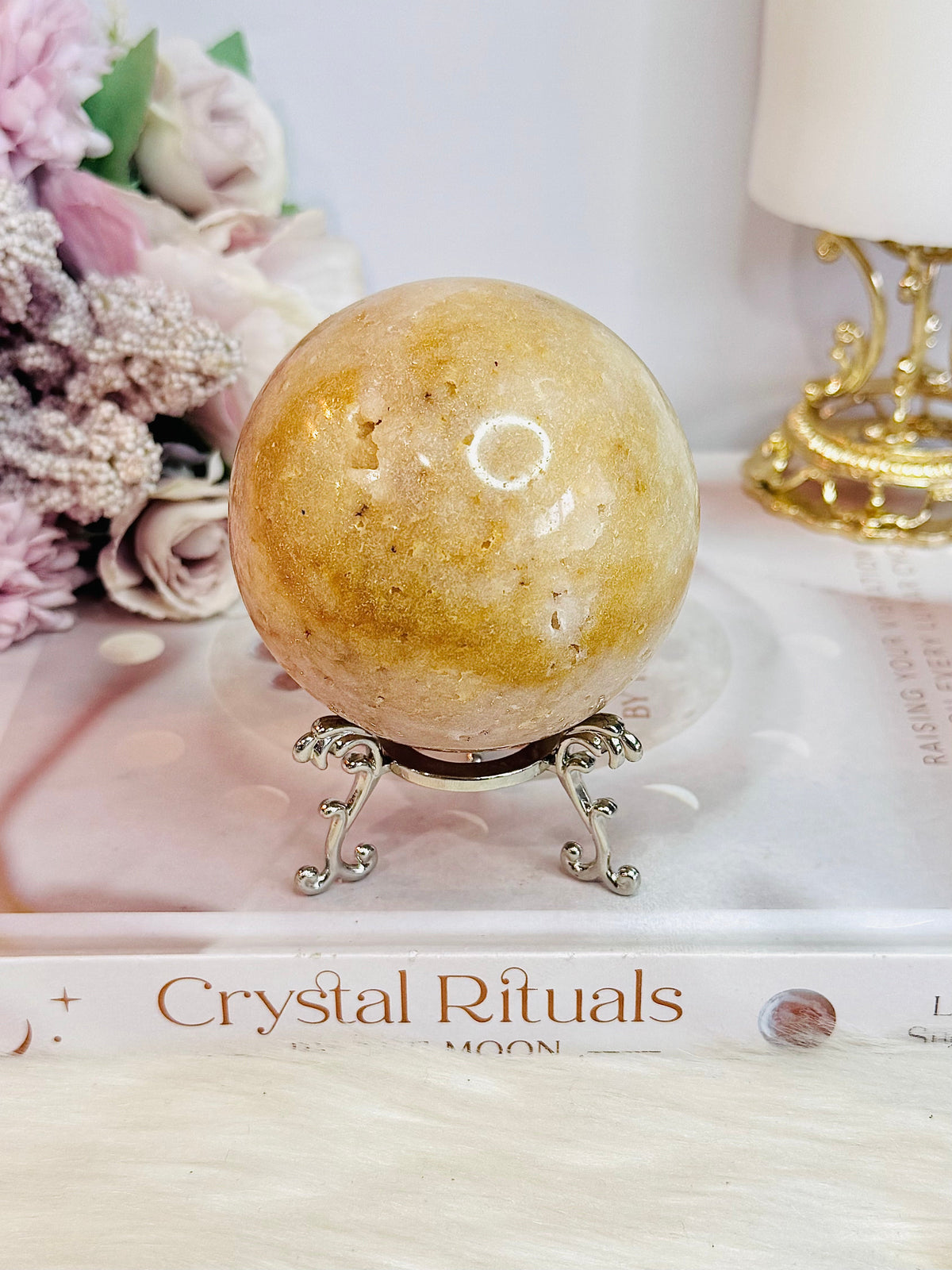 Large Druzy Pink Amethyst Sphere on Stand 403g