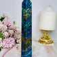 Incredible Tall Natural Azurite with Malachite Carved Tower | Generator 18.5cm