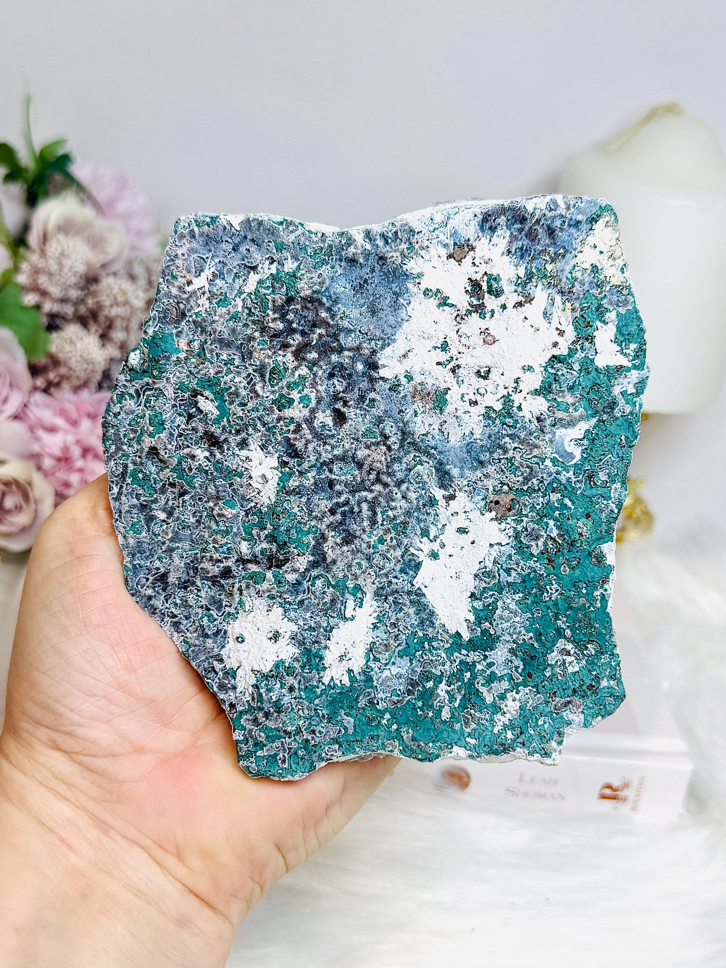 Natural Zeolite (Flower Amethyst) Slab on Stand 11cm