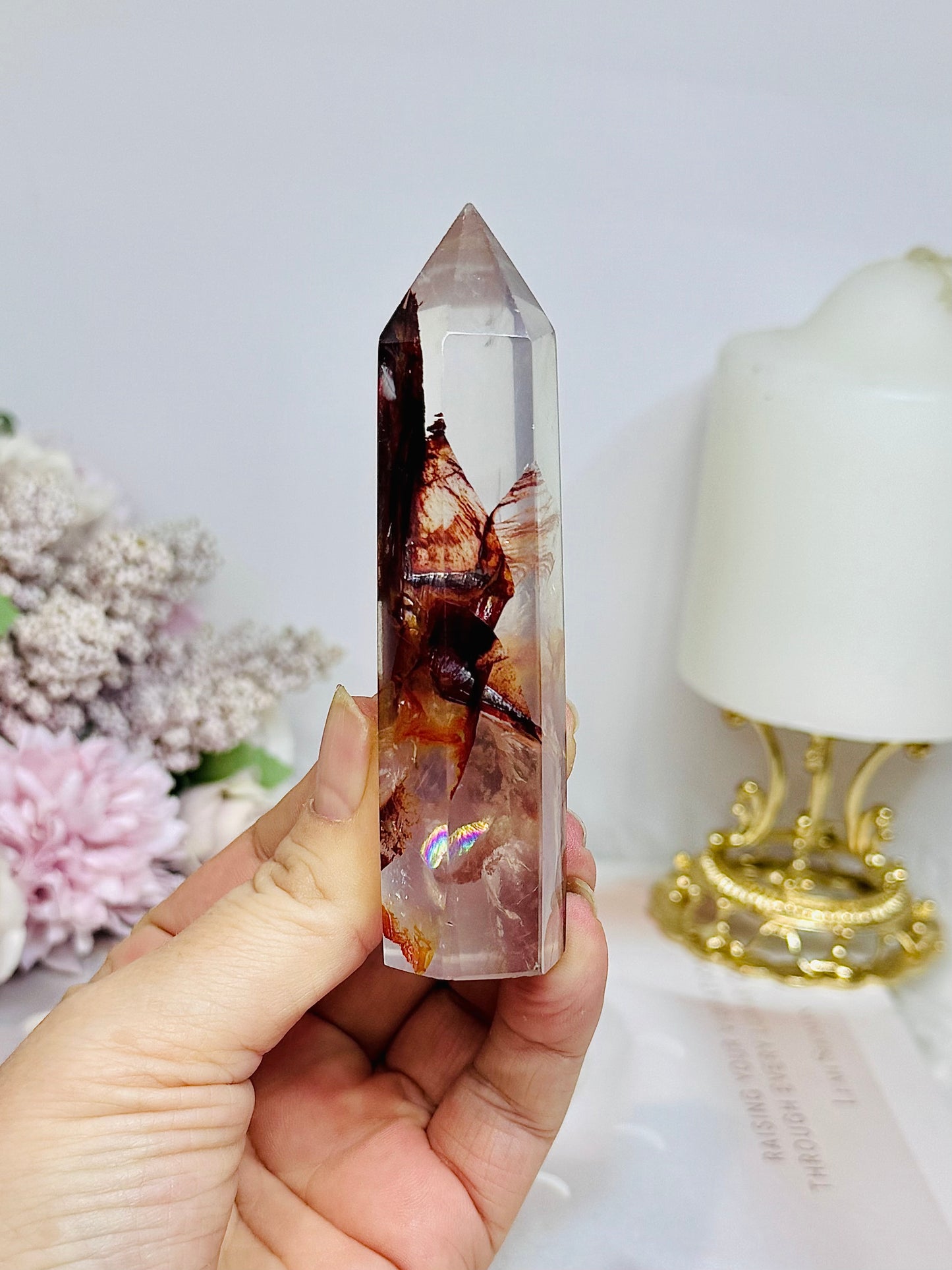 High Grade Fire Quartz Tower 9.5cm
