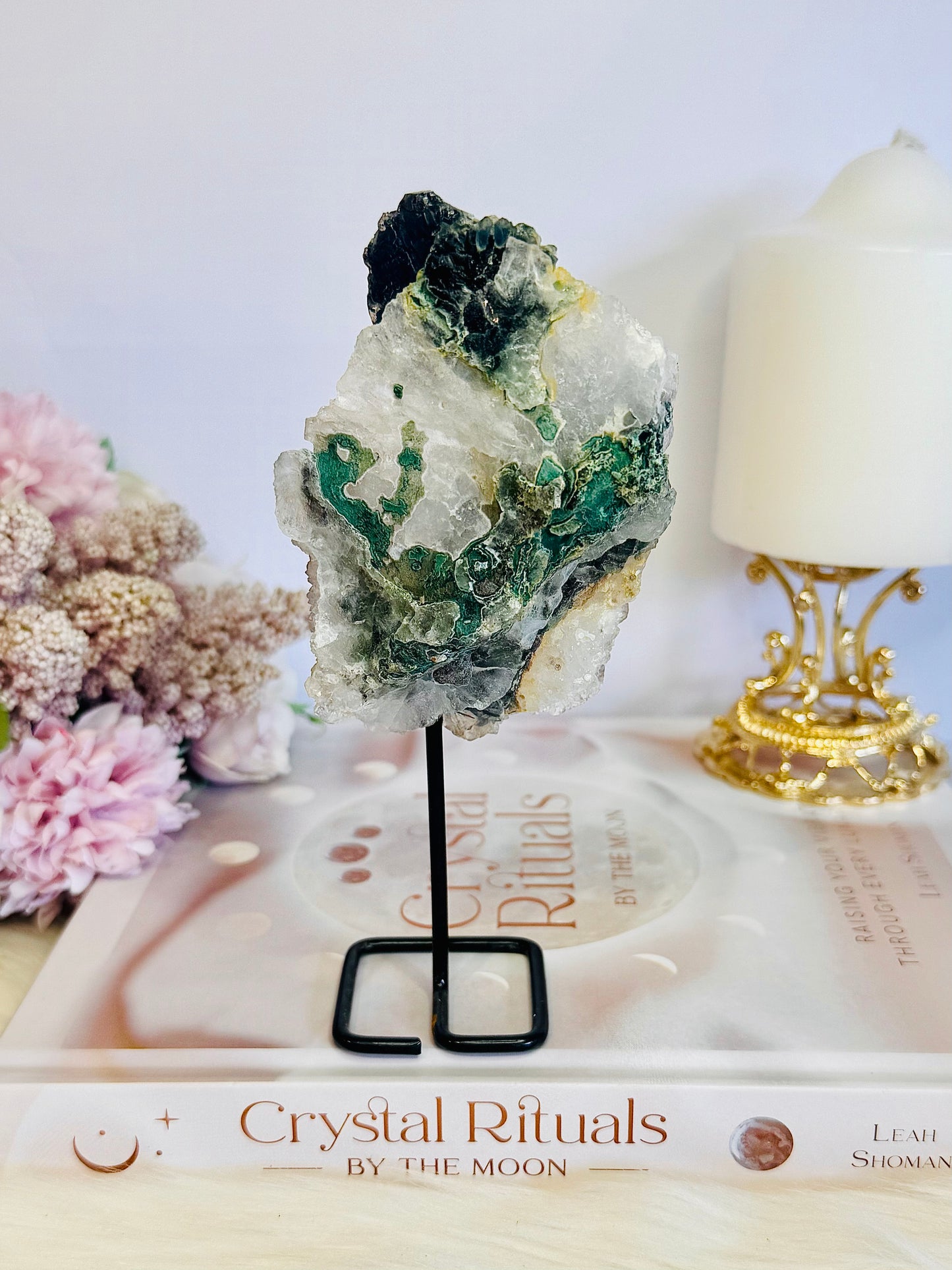 Natural Zeolite | Flower Amethyst Slab On Stand 15.5cm