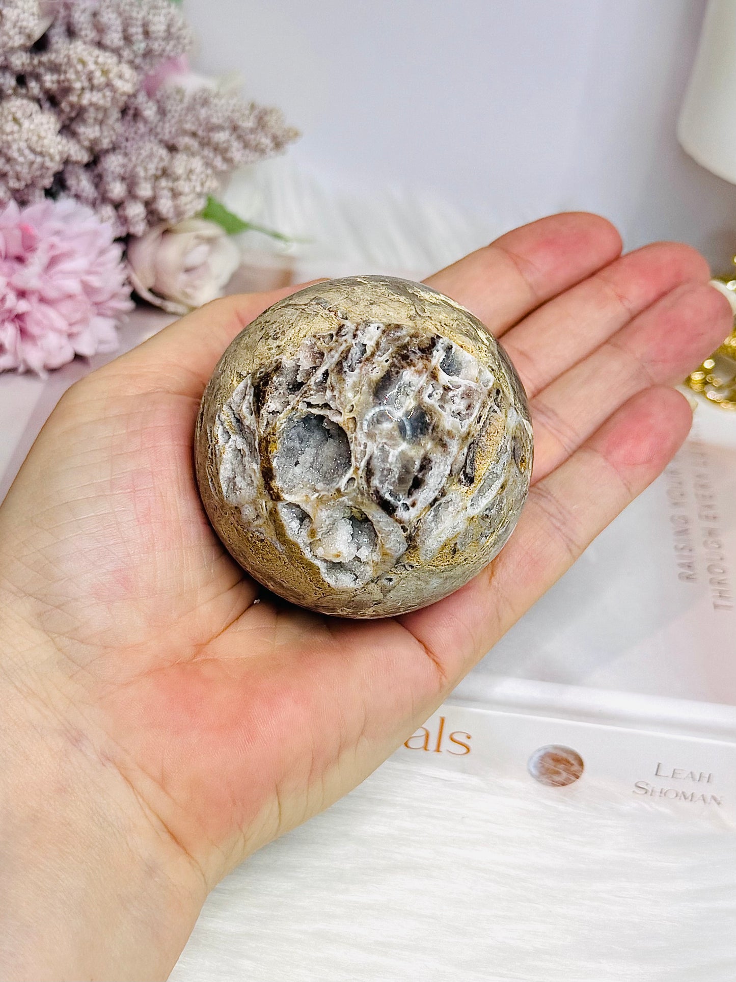 Druzy Sphalerite Sphere with Imperfection at Back 268g (stands alone)