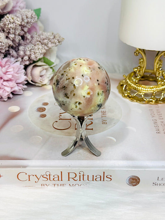 Peach Blossom Tourmaline Sphere On Stand 140g