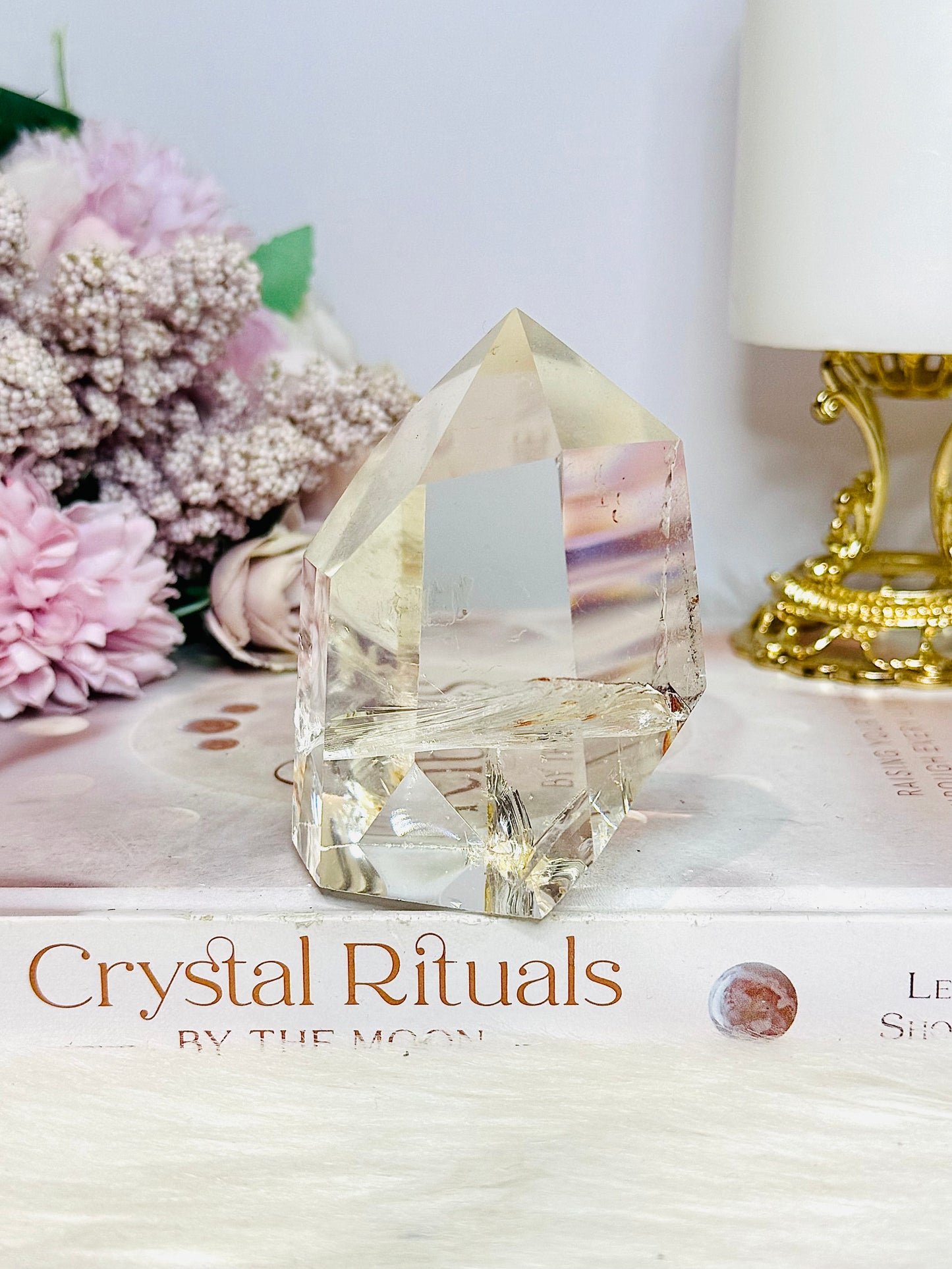 High Grade Clear Quartz Chunky Tower with Garden Quartz Inclusions 8cm 258g