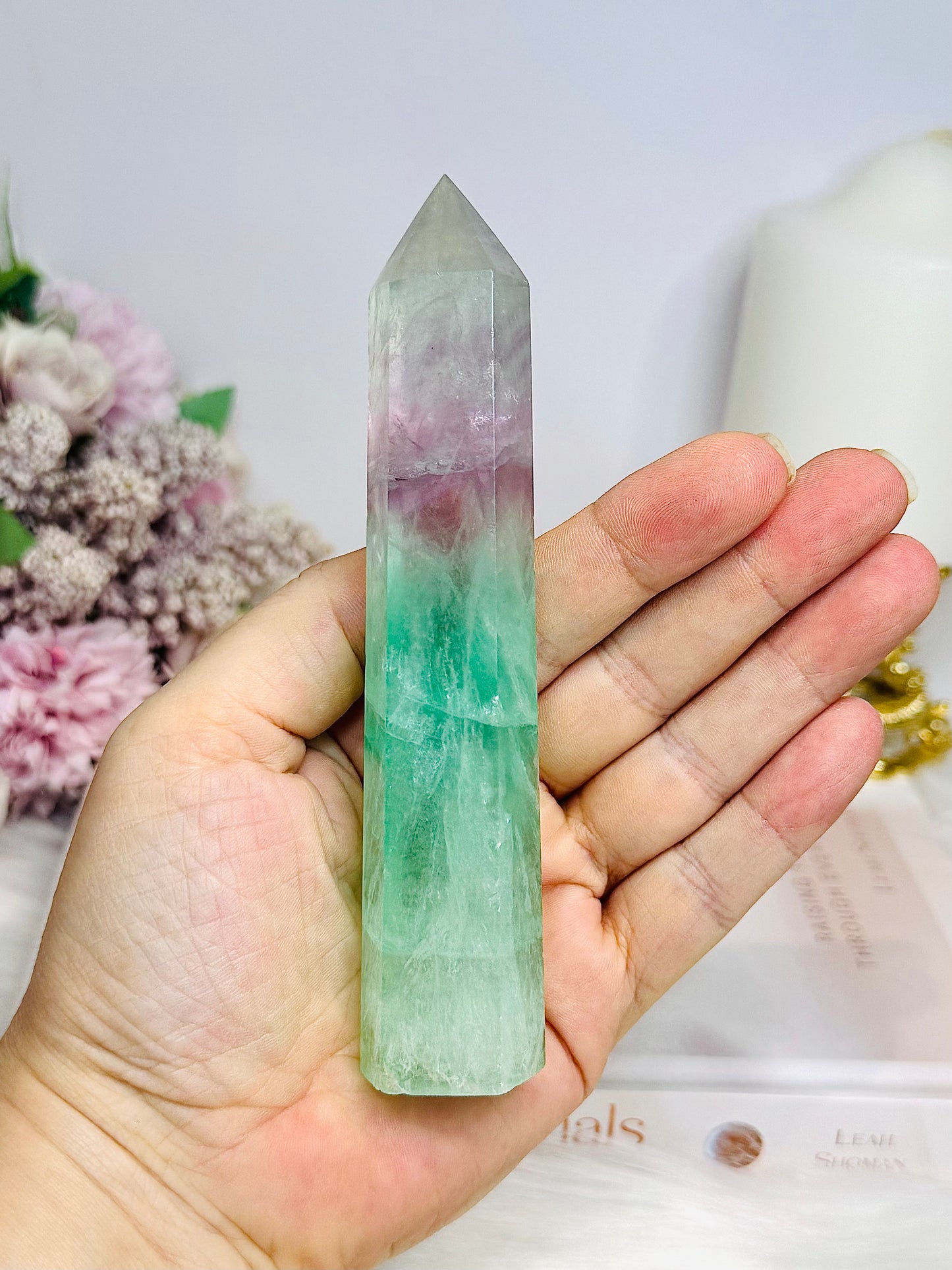Watermelon Fluorite Tower 13.5cm