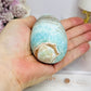Blue Caribbean Calcite Druzy Egg On Stand 8cm 263g