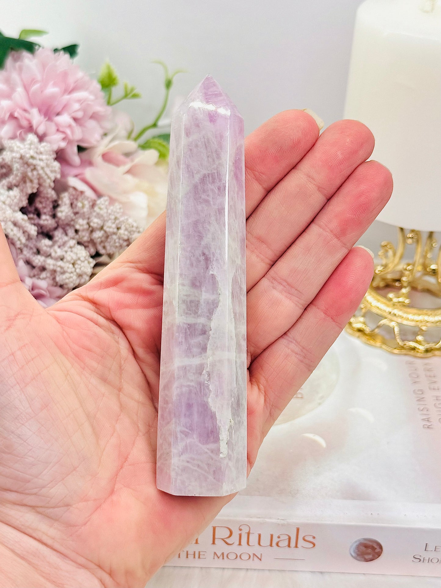 Stunning Tall 12.5cm Natural Kunzite Tower