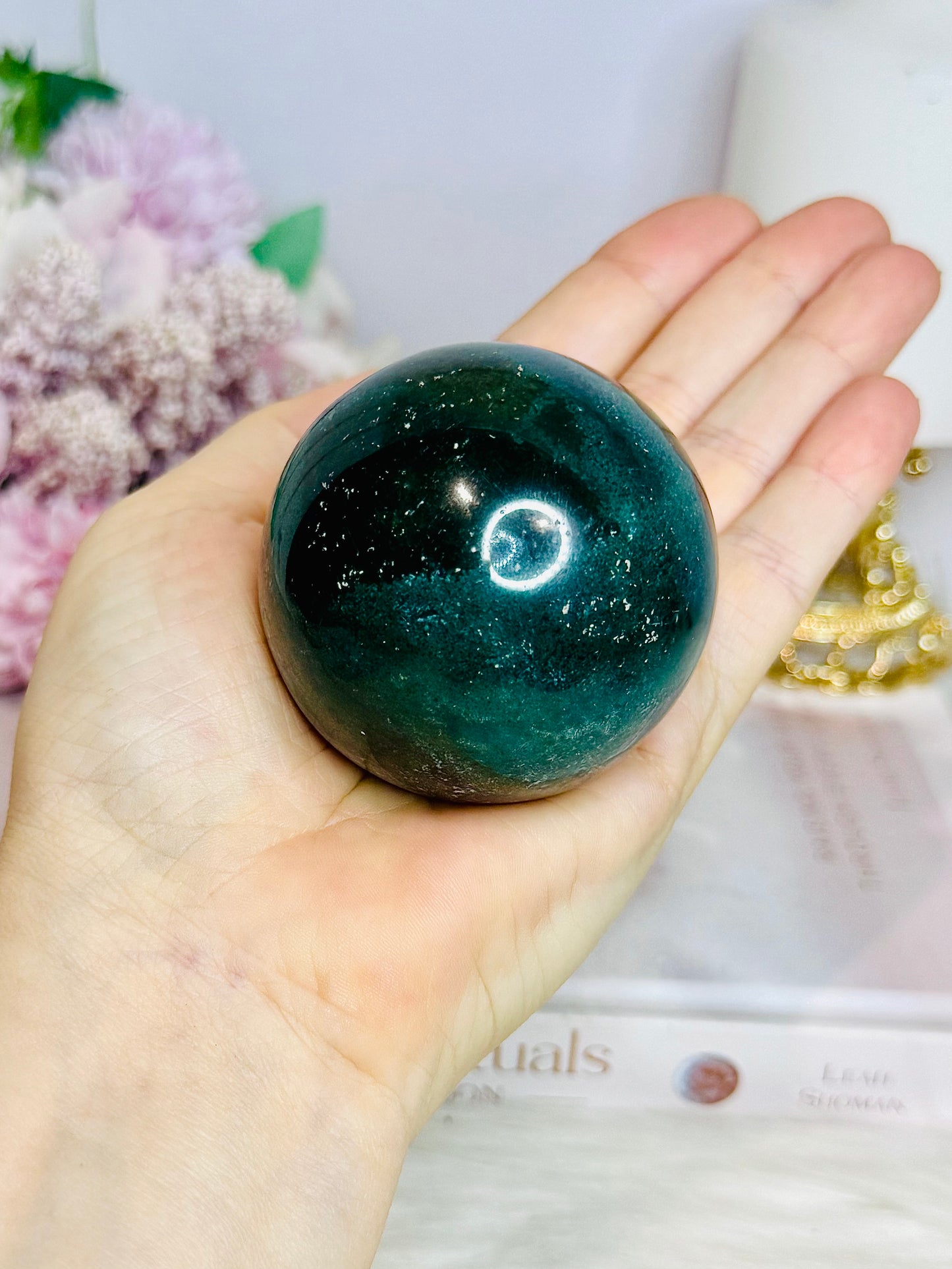 Green Ocean Jasper Sphere on Stand 255g
