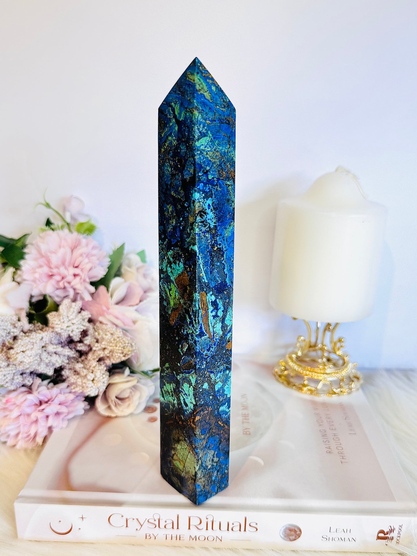 Wow! Incredible Large Azurite with Malachite Tower | Generator 21cm