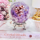 CLASSY!!! FABULOUS!!! MAGICAL!!!
Incredible High Grade Deep Purple Amethyst X Flower Agate Hybrid Sphere 772grams On Silver Stand