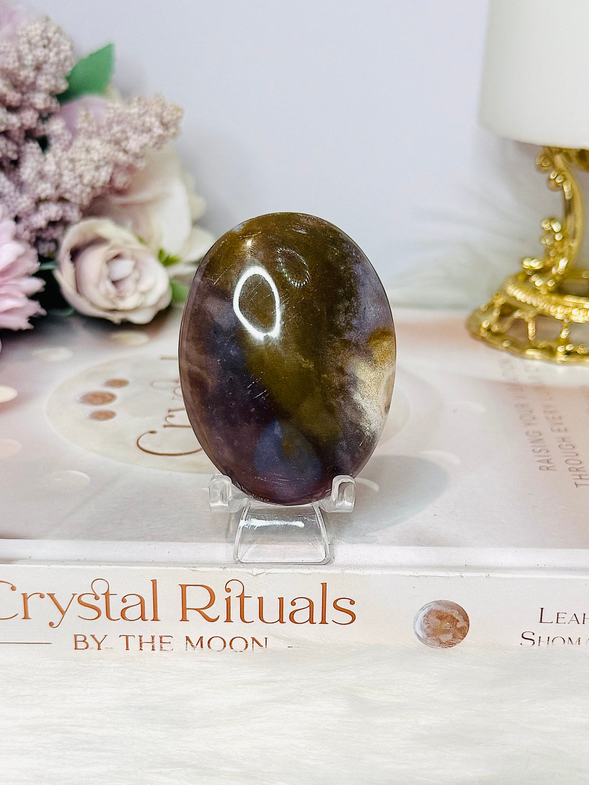 Ocean Jasper Palm Stone (stand is display only)