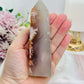 Flower Agate Tower 12cm Square Cut