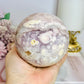 Rare Pink Amethyst X Flower Agate Large Sphere 890g On Stand