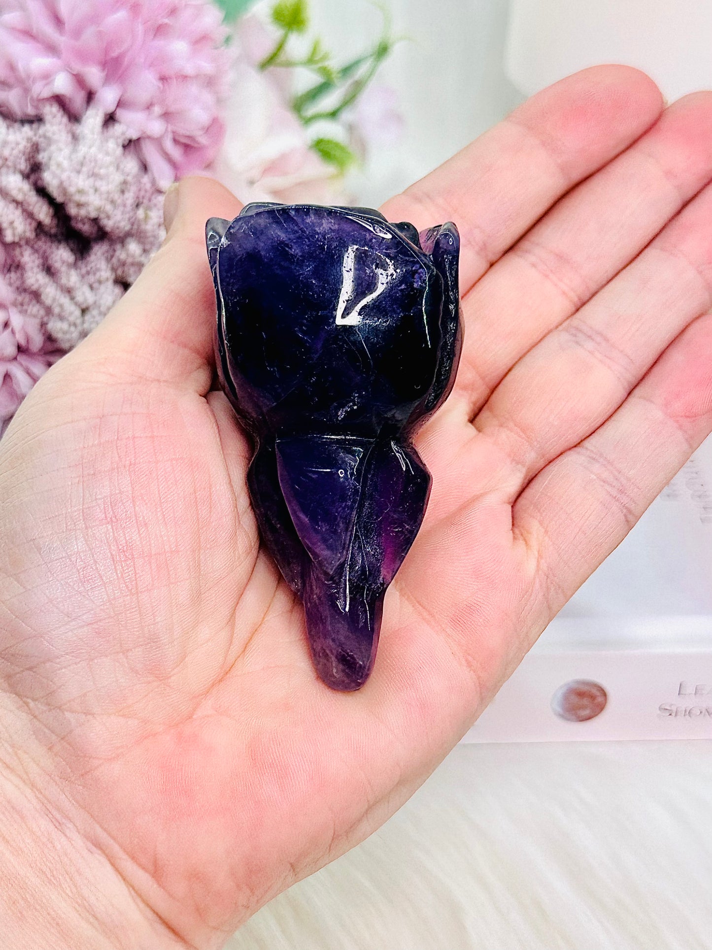 Natural Tranquilizer ~ Stunning Chunky Purple Amethyst Rose Carving 7.5cm