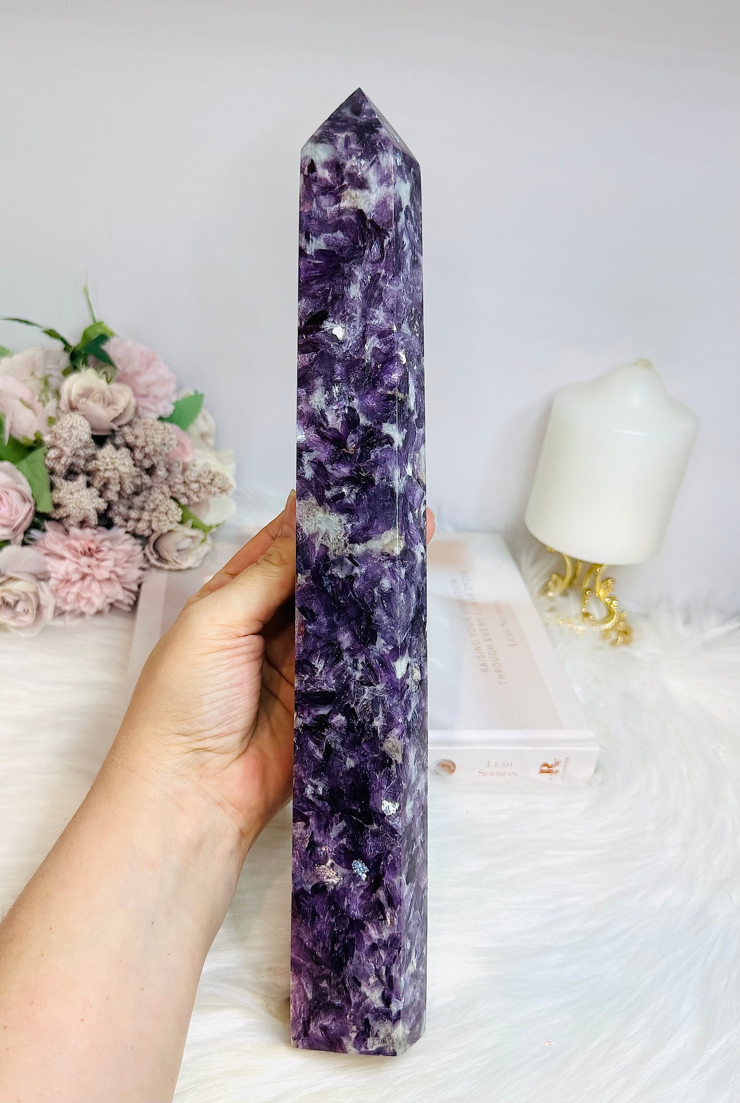 Huge High Grade Purple Mica Tower 33cm 1.4KG