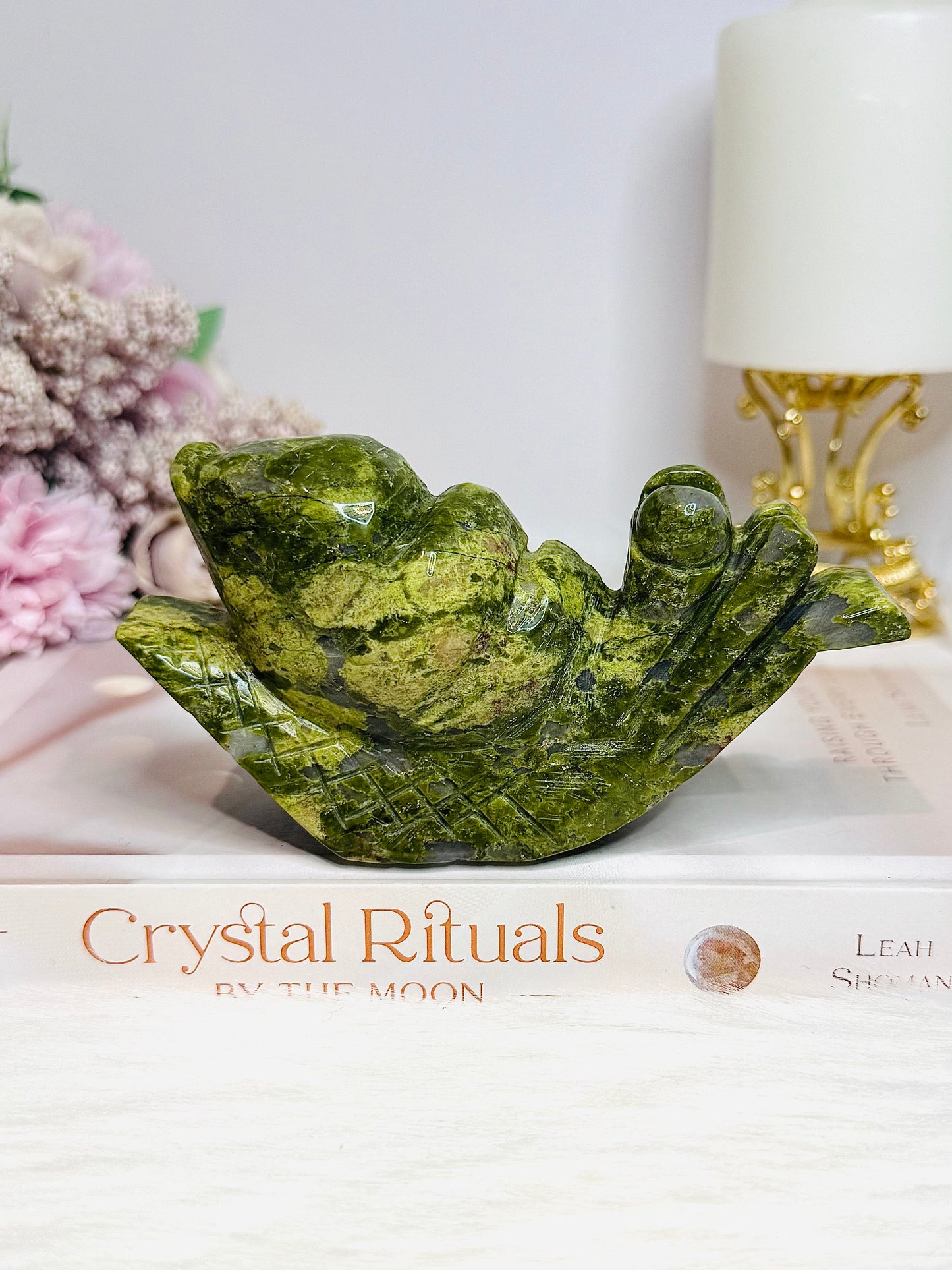 Chunky Large Green Jade Snail 11.5cm 296g