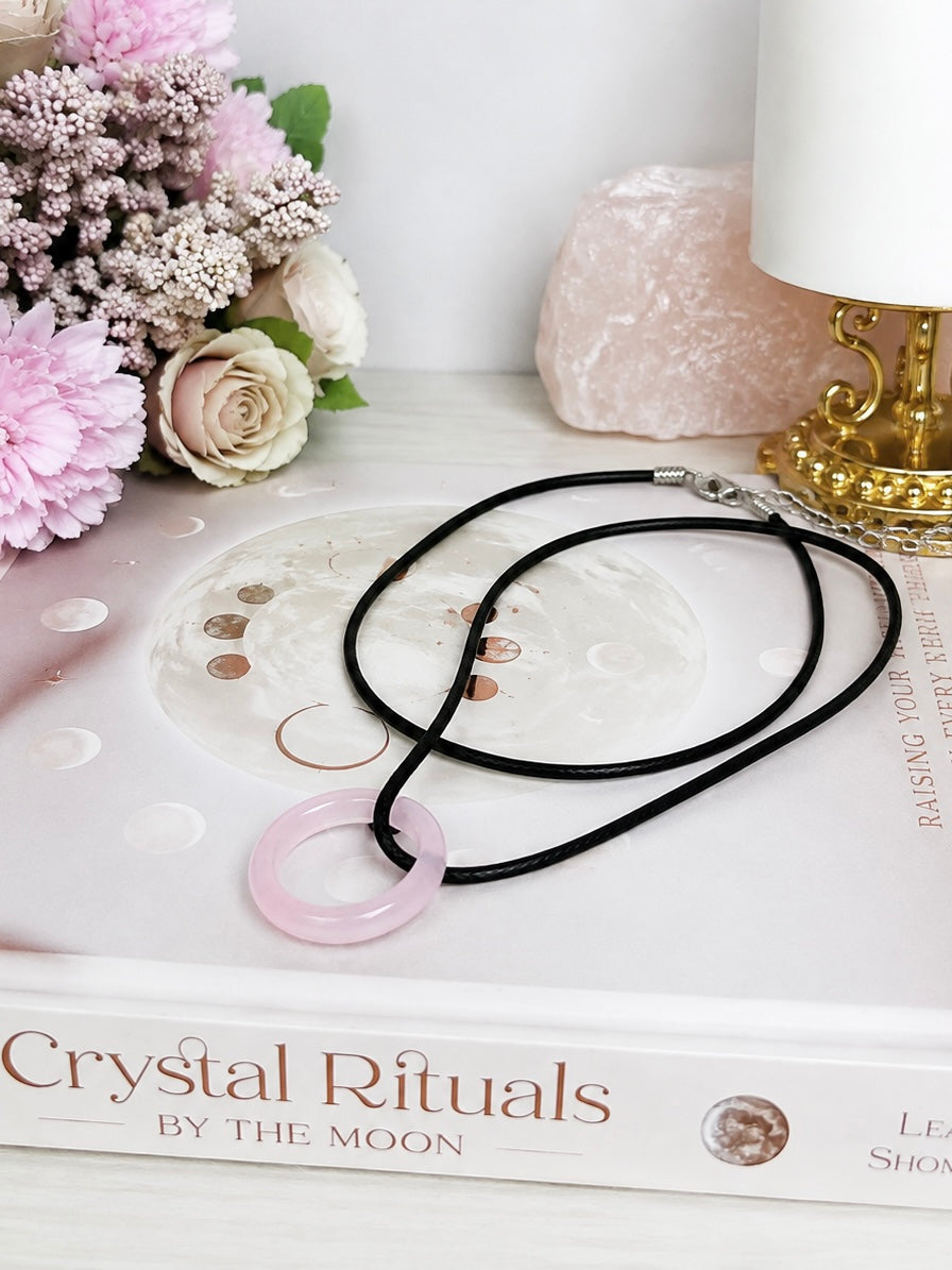 Rose Quartz Ring Necklace