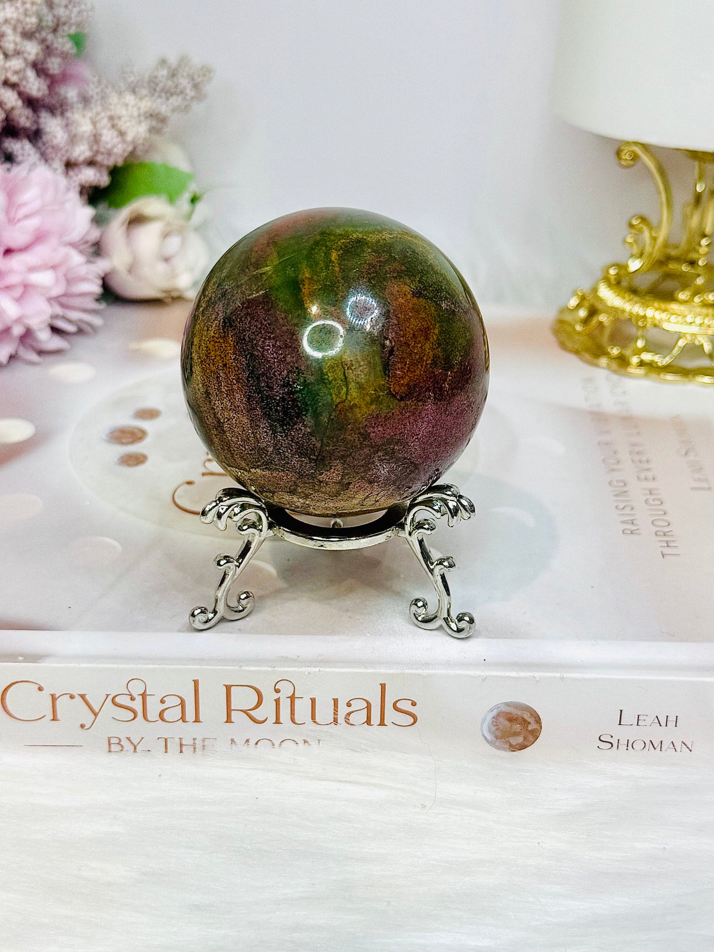 Ocean Jasper Sphere on Stand 246g
