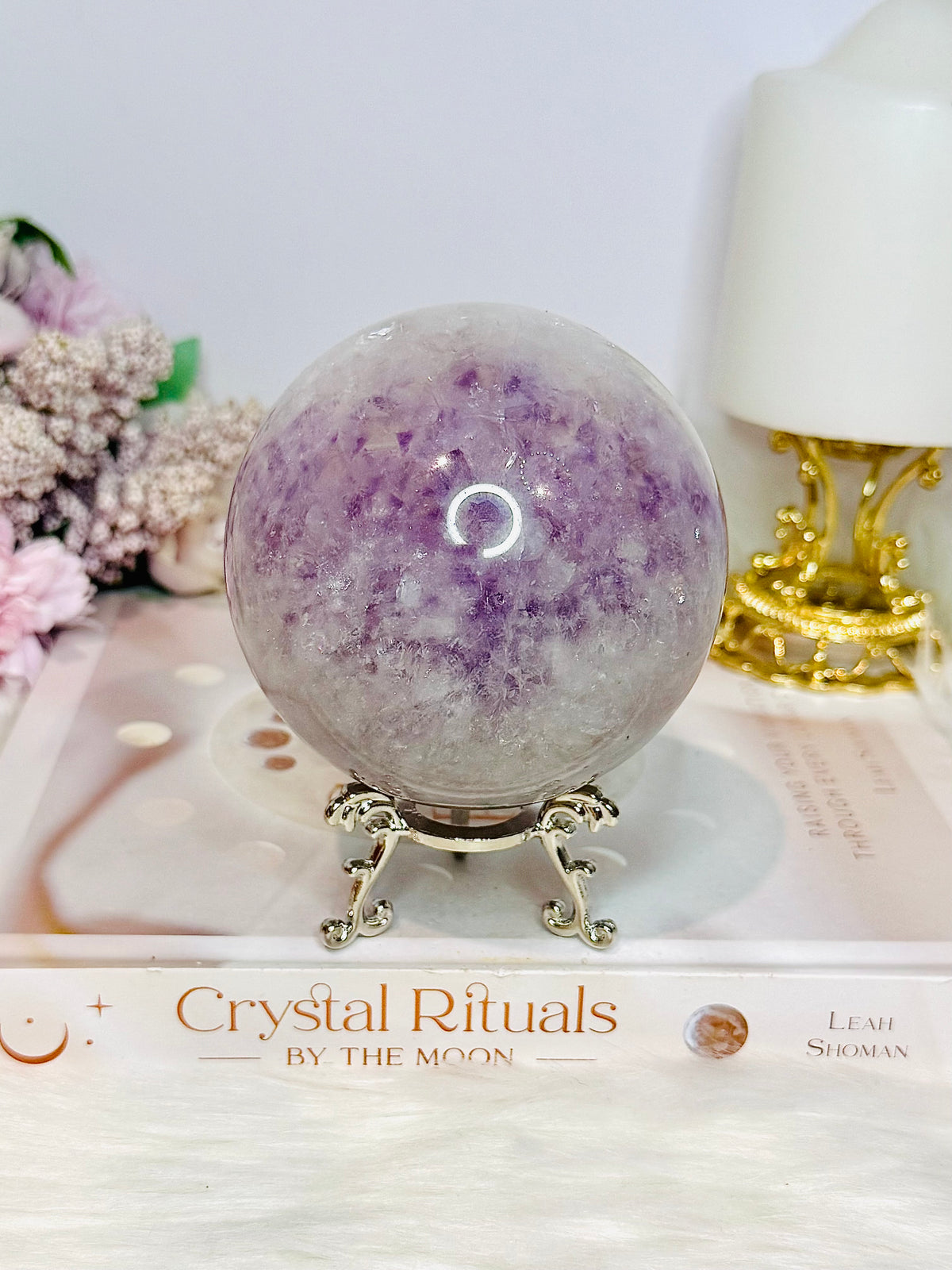 Large High Grade Purple Agate Sphere on Stand 851g