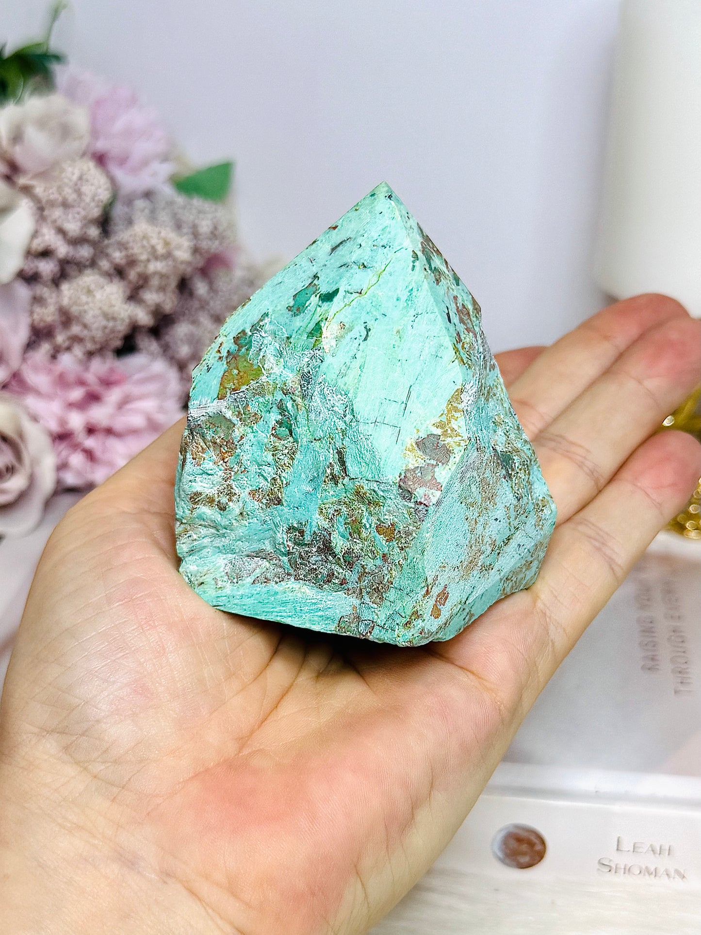 A Rare Stone ~ Chunky Natural Inca Turquoise Carved Freeform | Tower 7cm