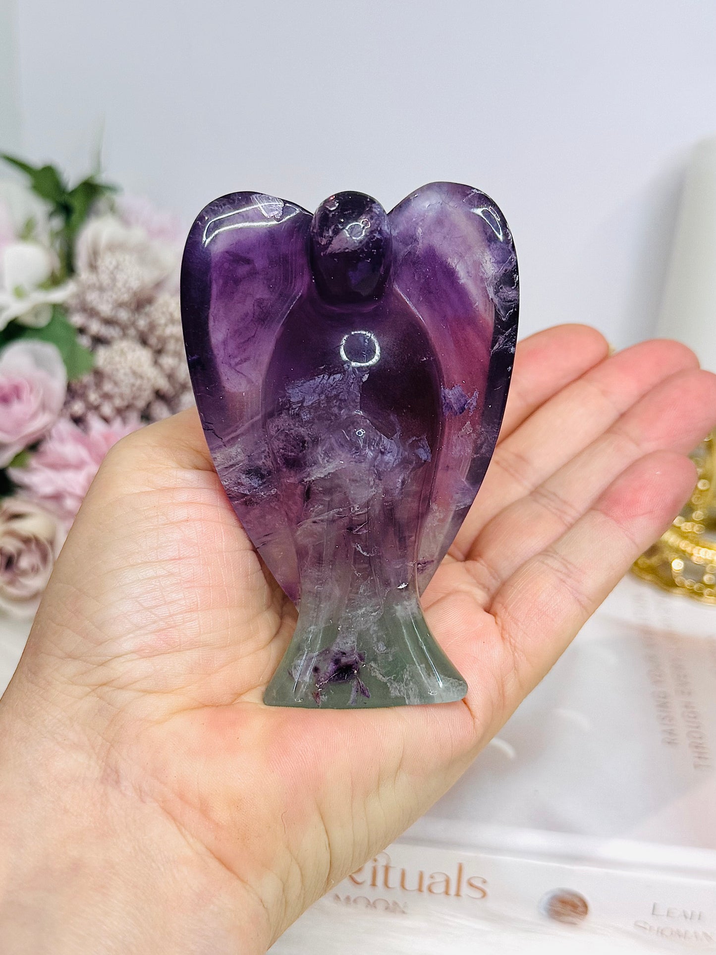 Rainbow Fluorite Angel Carving 9.5cm