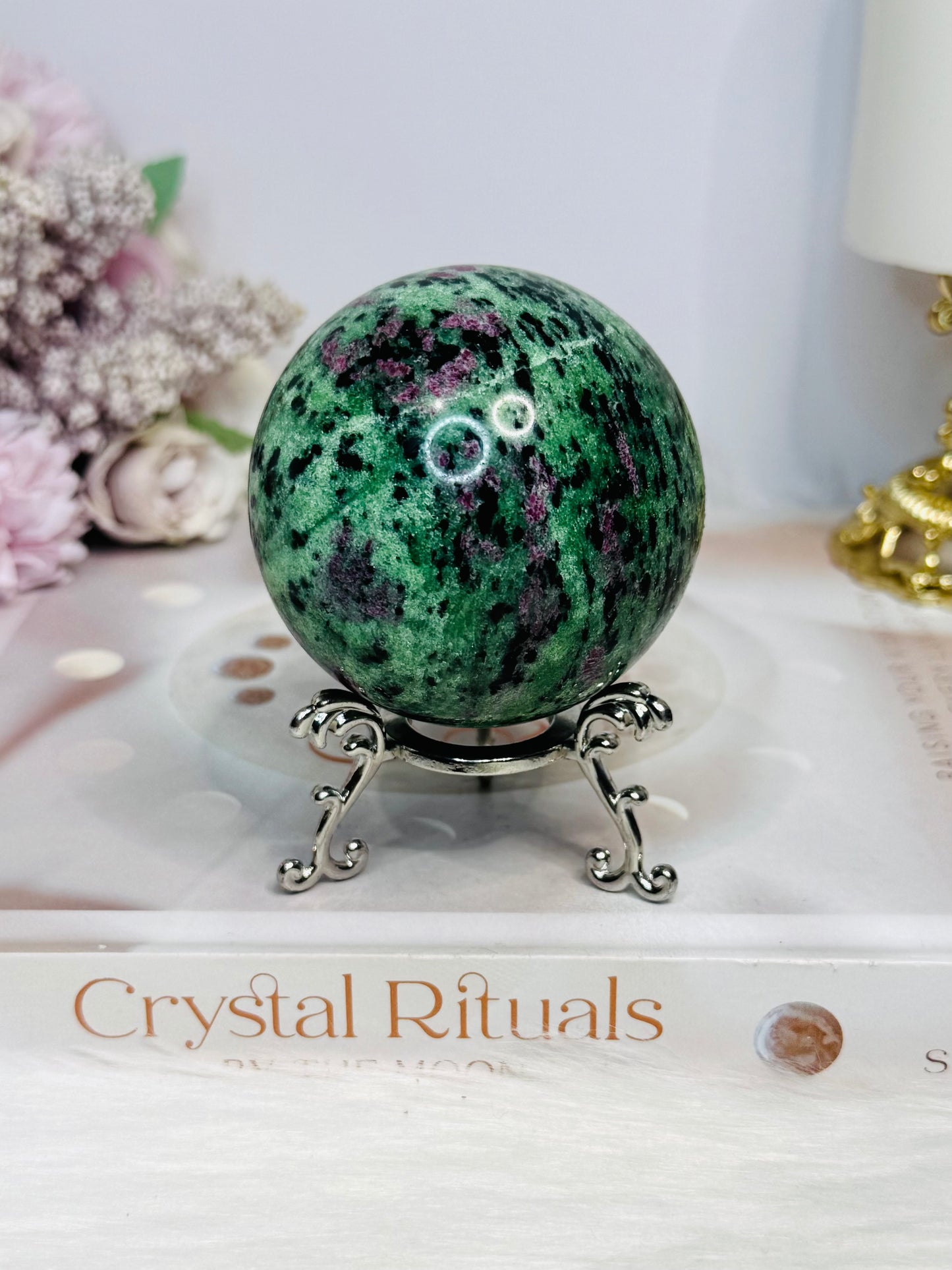 Ruby Zoisite Sphere on Stand 381g