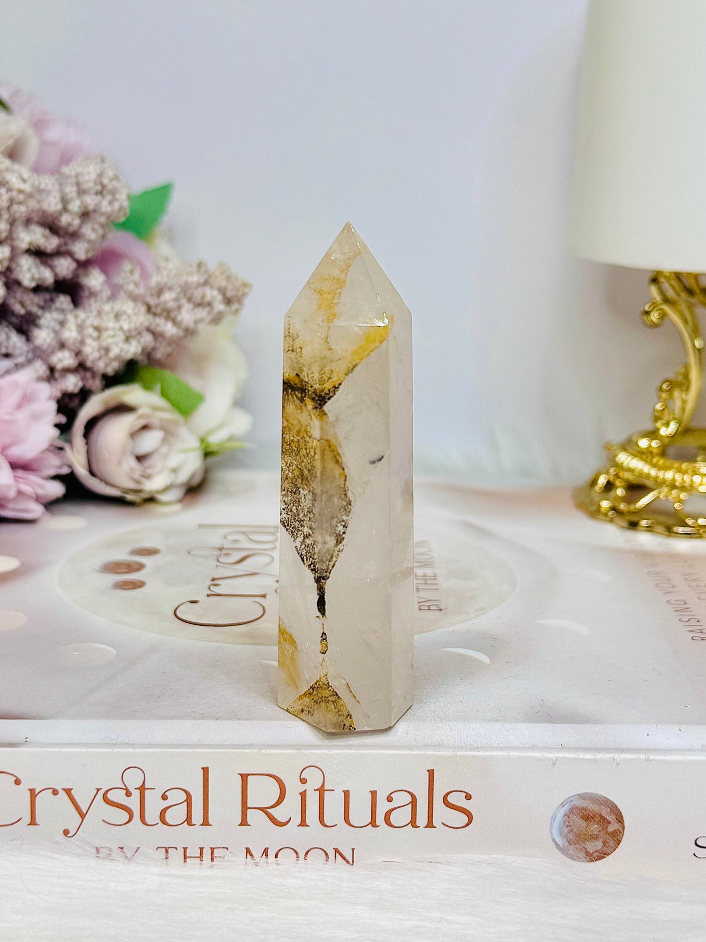 Dentrictic Leaf Rose Quartz Tower 8cm