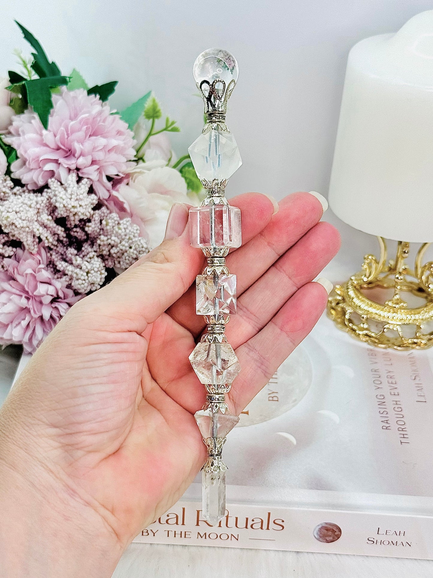 A Master Healer ~ Magical Large Clear Quartz Geometric Wand 20cm