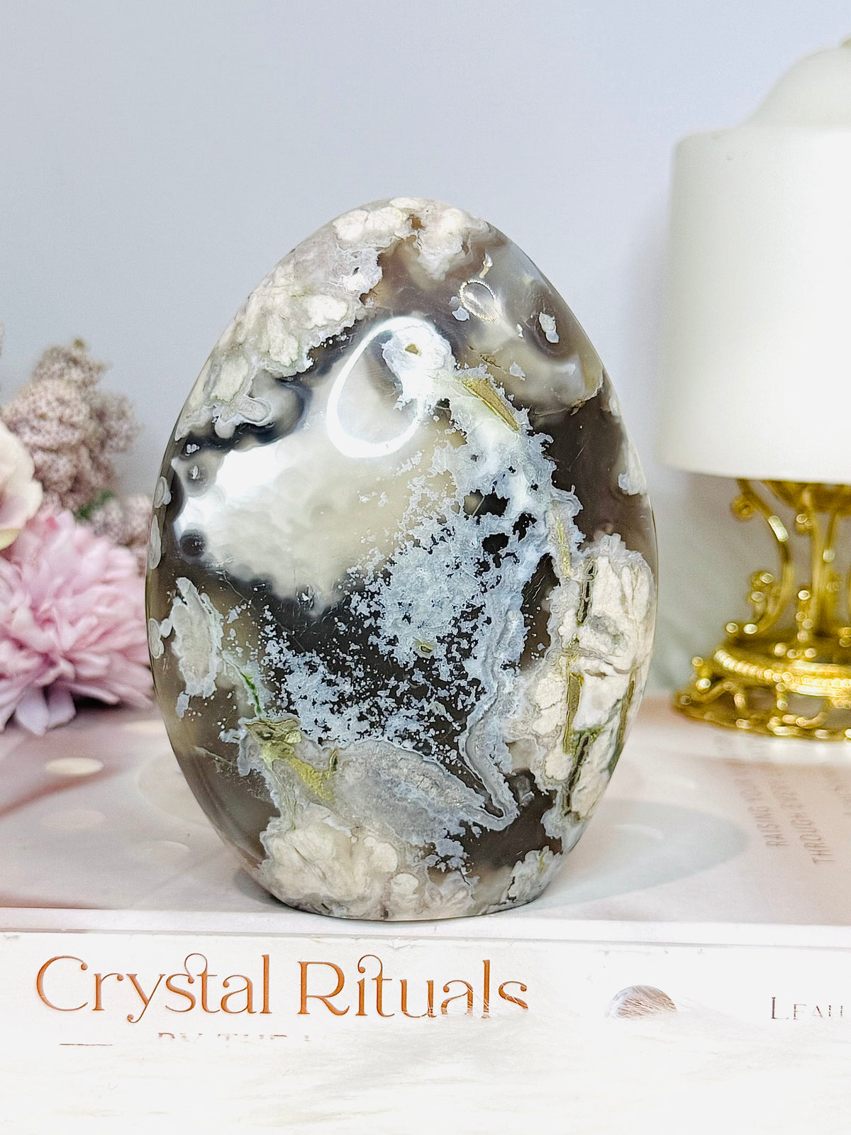 Large Green Flower Agate Freeform 11.5cm 538g