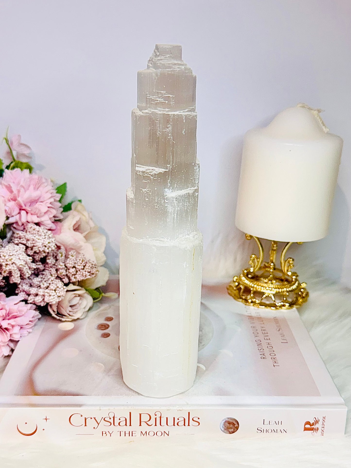 Perfect Cleansing Crystal ~ Large Chunky 20cm Selenite Tower