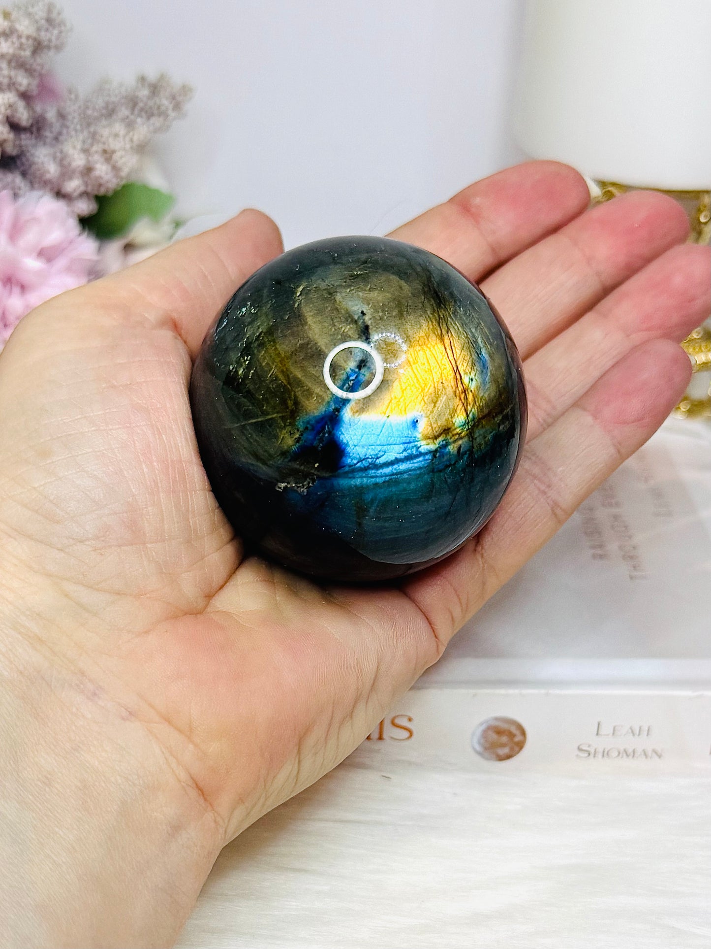 Labradorite Sphere on Stand 251g