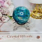 Stunning Natural High Grade Chrysocolla Carved Sphere on Stand 238grams