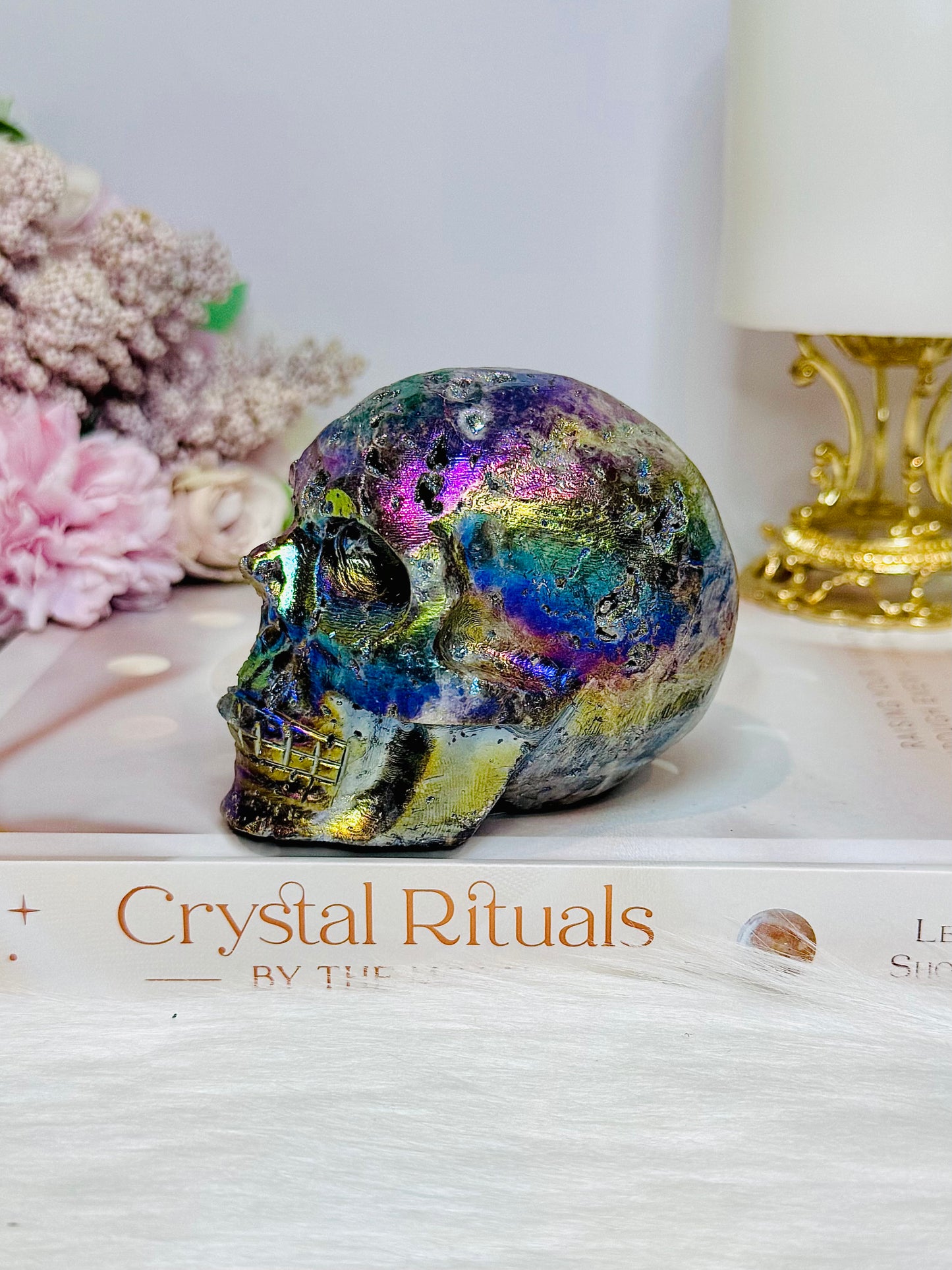 Large Druzy Aura Sphalerite Carved Skull 8cm 425g