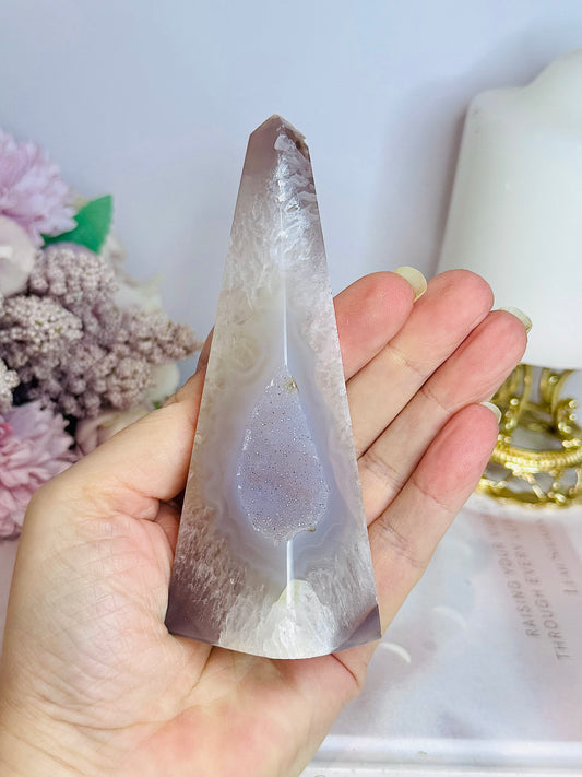 Sugar Druzy Agate Obelisk | Tower 12.5cm