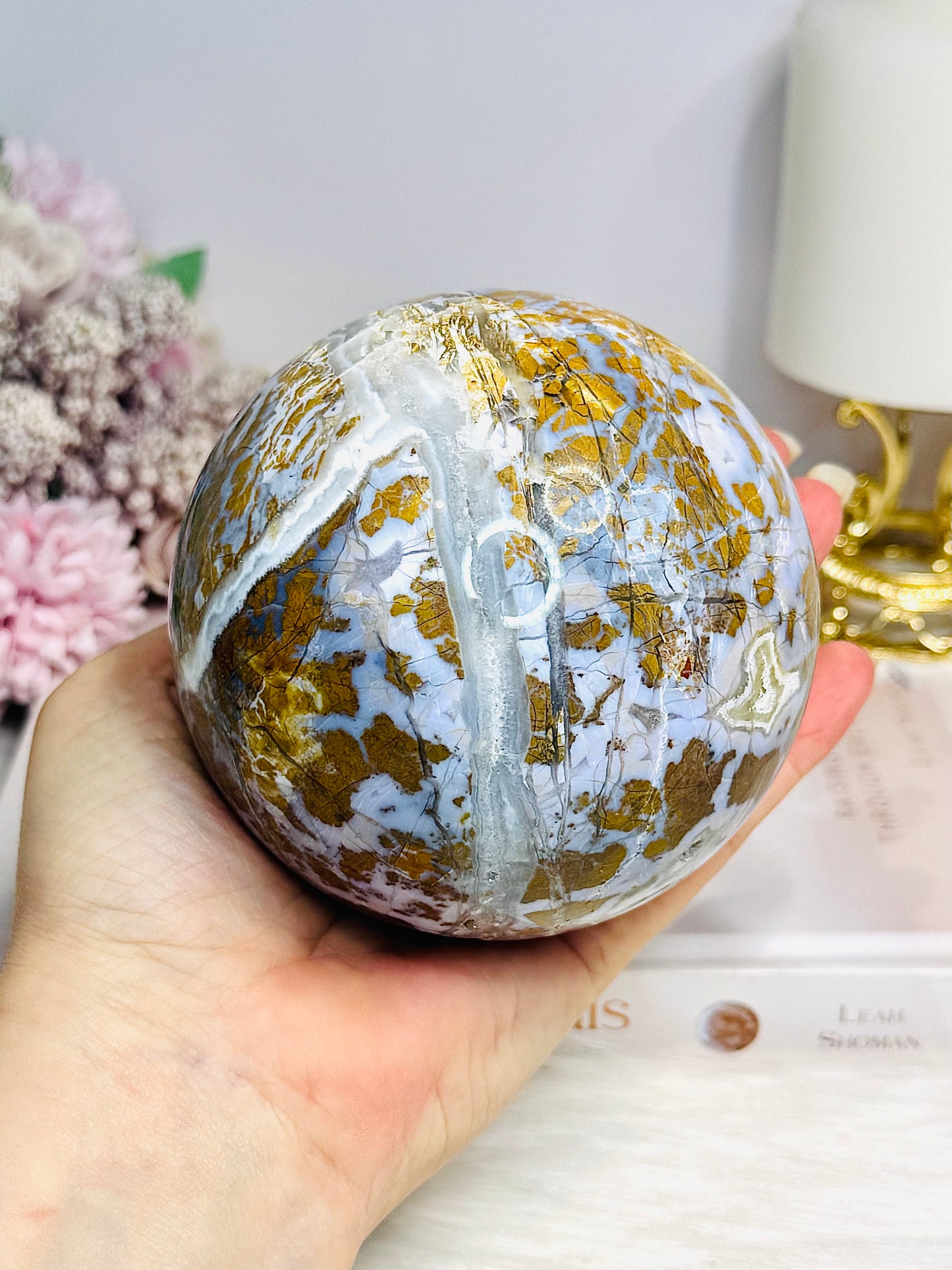 Large Brecciated Jasper Sphere on Stand 1.12KG