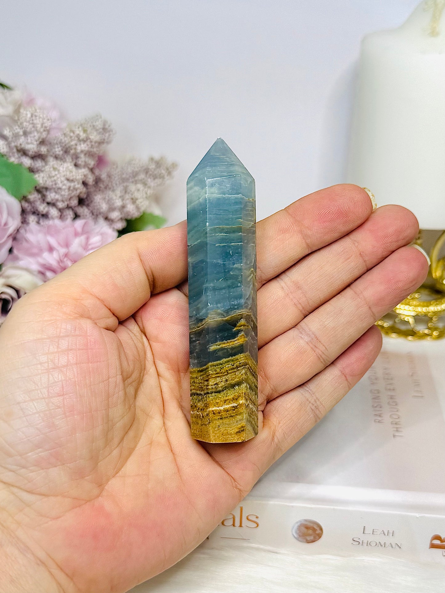 Natural Blue Onyx Tower 9cm