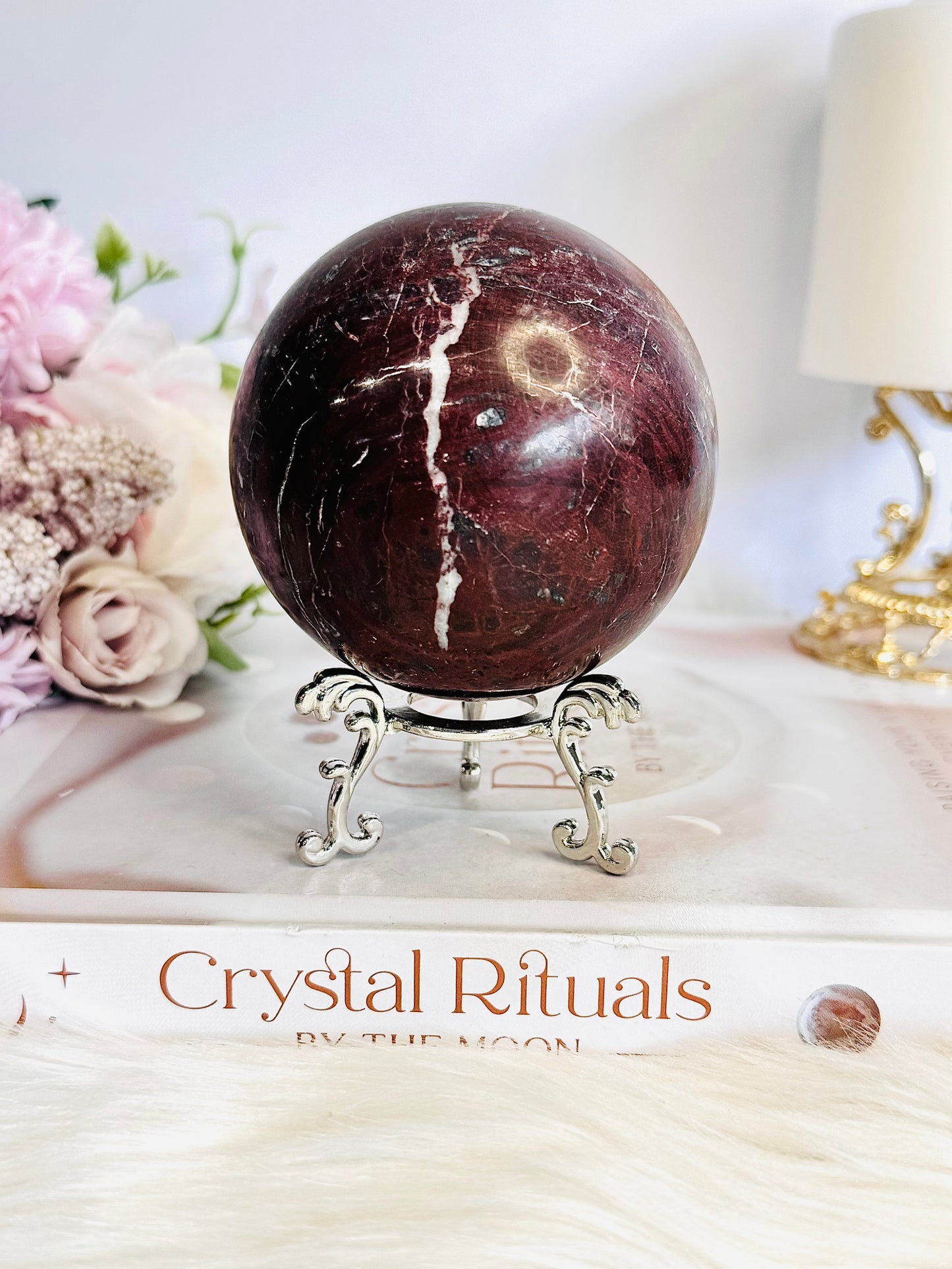 Large 549gram Red Onyx Sphere on Stand