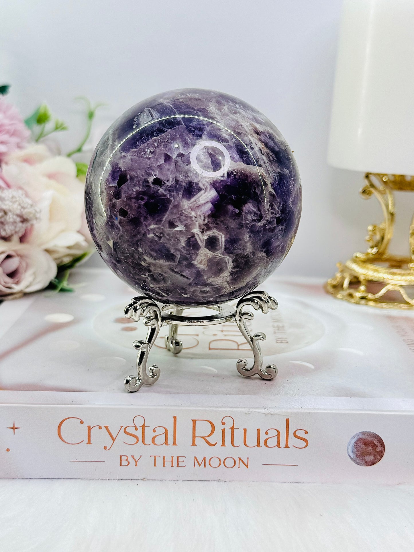 Large 500gram Chevron | Dream Amethyst Sphere on Stand