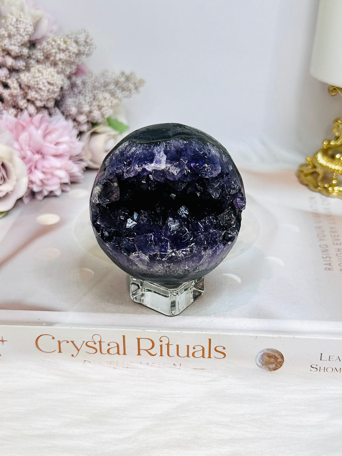 Druzy Amethyst Sphere on Stand 279g