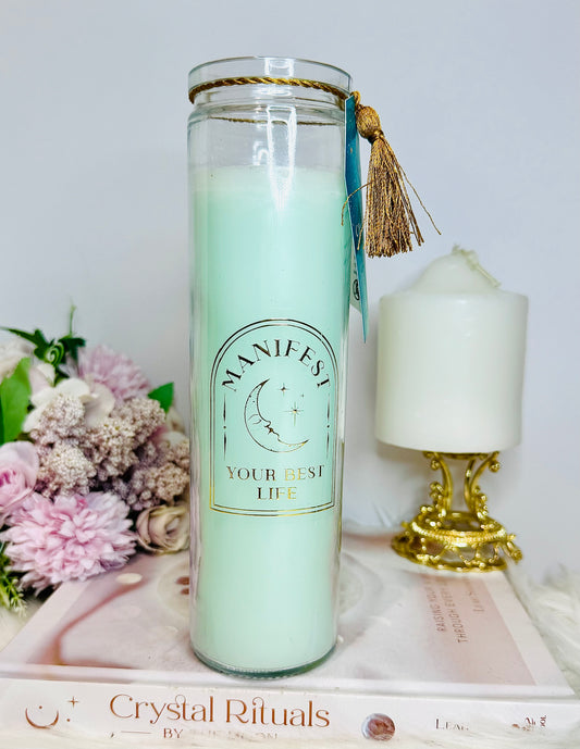White Sage & Clear Quartz Tube Candle 21cm