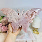 Huge Pink Amethyst Chunky Druzy Butterfly Carving On Stand 29cm Wide x 20cm Tall 1.3KG