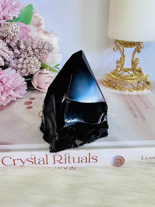 Black Obsidian Rough & Polished Tower 8cm