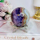 Amethyst X Agate High Grade Sphere on Stand 355grams