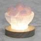 Gorgeous Selenite Fire Bowl Lamp With Rose Quartz Tumbled Stones on Large LED Base