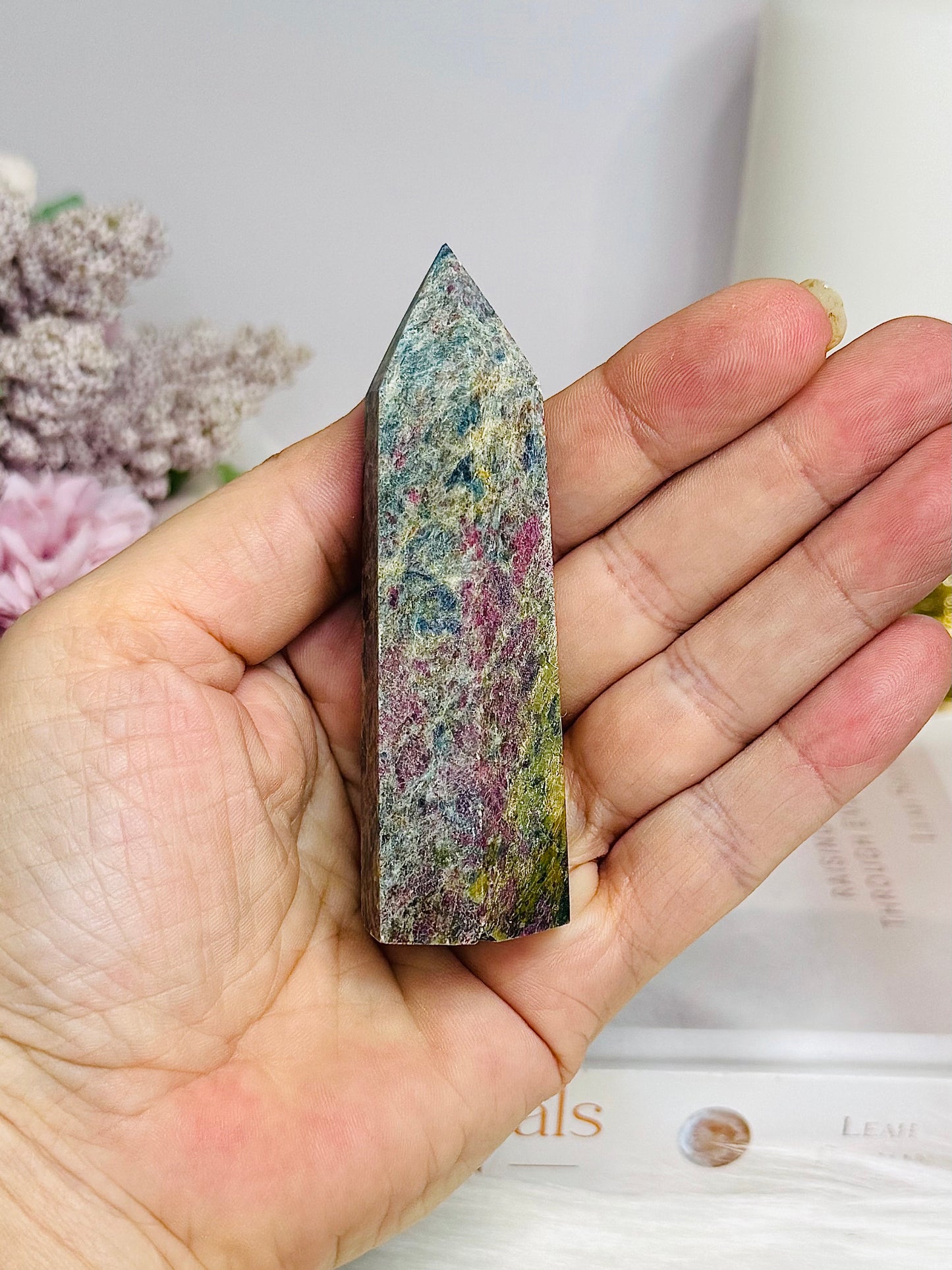 Rare Ruby In Blue Apatite Tower (UV Reactive) 8cm