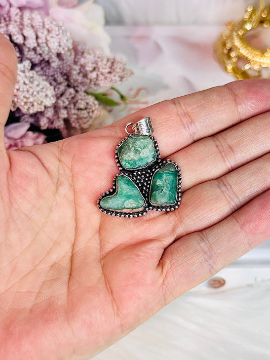 Natural Emerald Pendant In Gift Bag