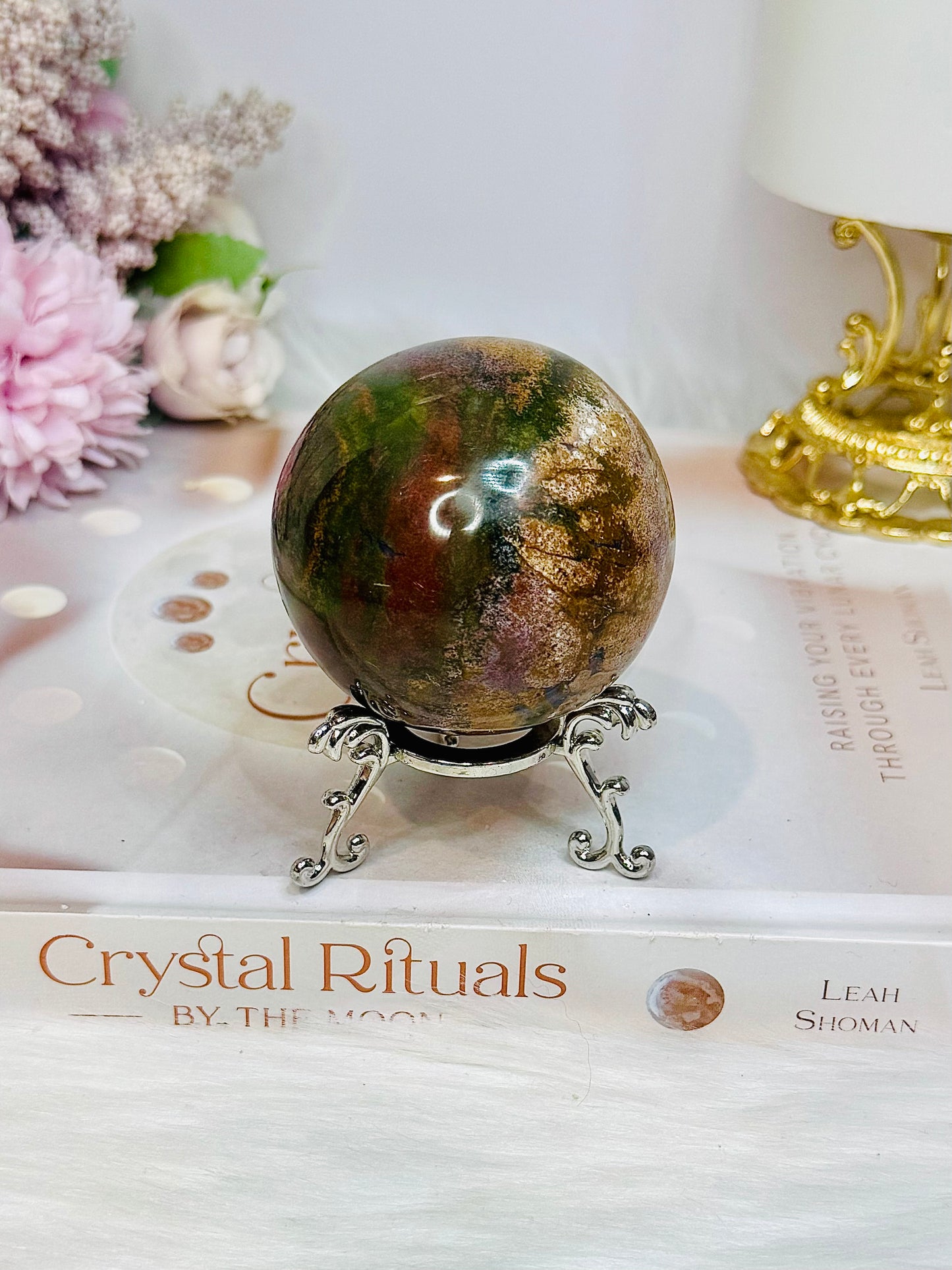 Ocean Jasper Sphere on Stand 246g