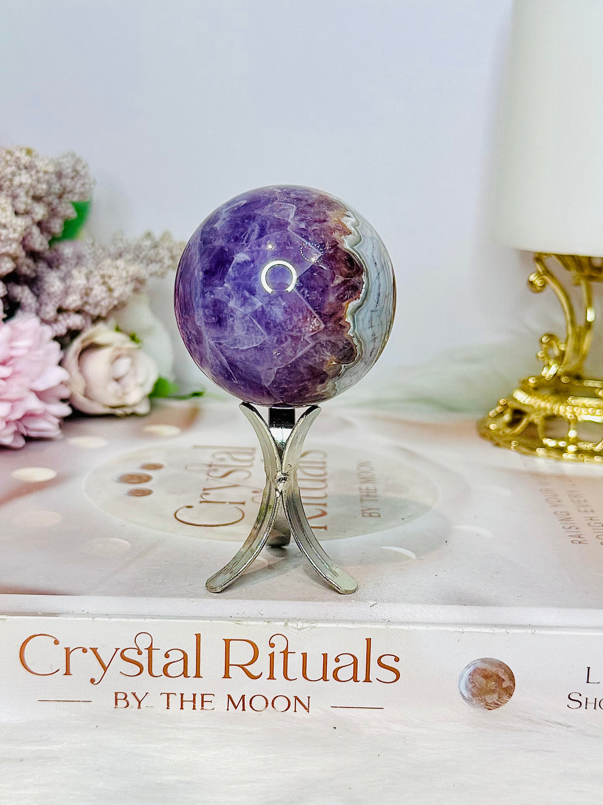 Crazy Lace Amethyst Sphere on Stand 138g