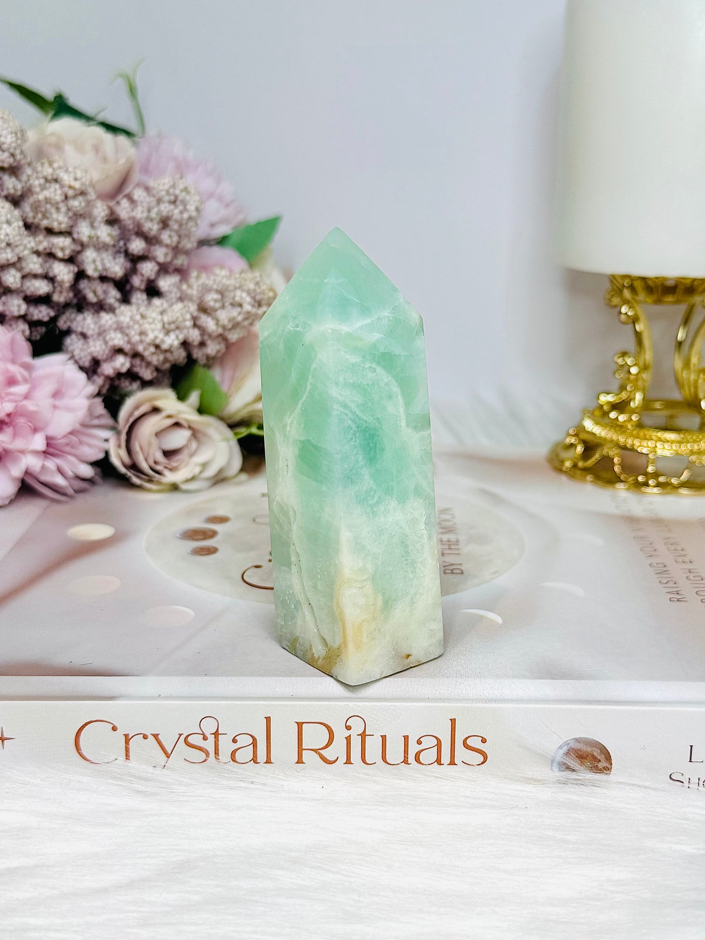 Pistachio Calcite Tower (Chip at bottom) 9cm